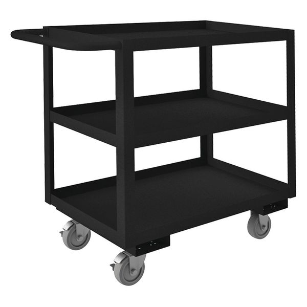 Steel Utility Cart with Lipped Metal Shelves, Flat, 3 Shelves, 1,200 lb