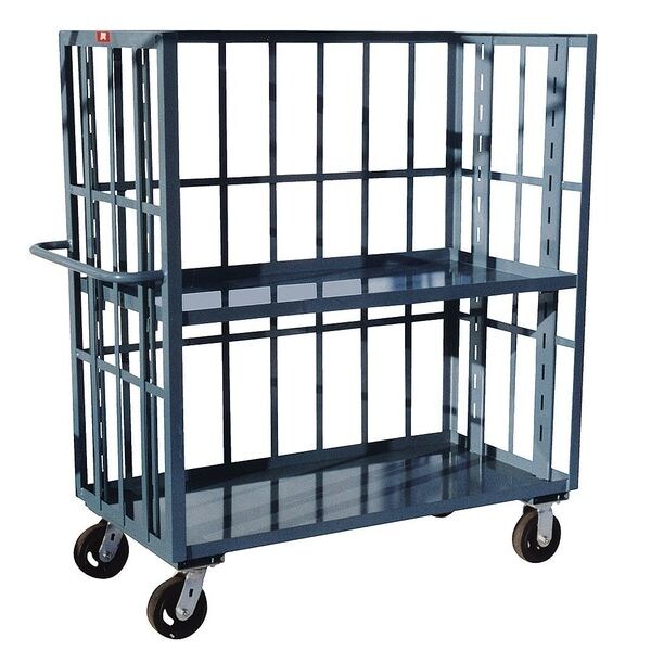 Steel Single-Side-Access Slat-Wall Metal Stock Truck, Flat, 2 Shelves, 3,000 lb