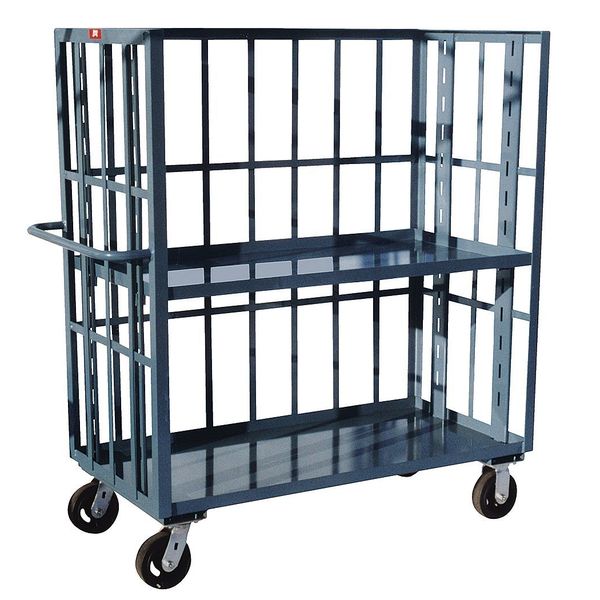 Steel Single-Side-Access Slat-Wall Metal Stock Truck, Flat, 2 Shelves, 3,000 lb