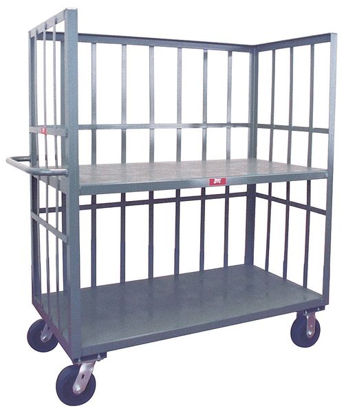 Steel Single-Side-Access Slat-Wall Metal Stock Truck, Flat, 2 Shelves, 3,000 lb