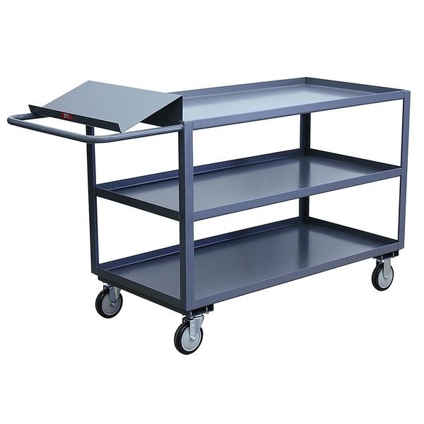 Steel Order-Picking Utility Cart with Lipped Metal Shelves, Flat, 3 Shelves, 1,200 lb