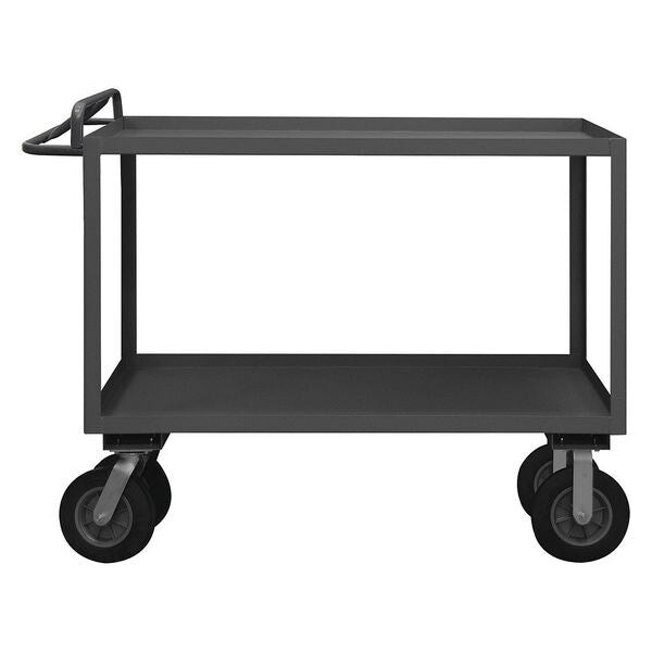 Steel Utility Cart with Lipped Metal Shelves, Ergonomic, 2 Shelves, 1,200 lb