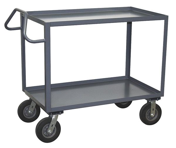 Steel Utility Cart with Lipped Metal Shelves, Ergonomic, 2 Shelves, 1,200 lb