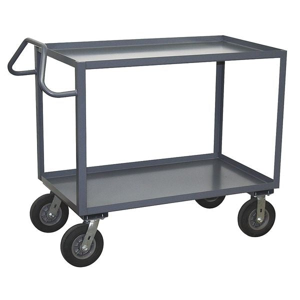 Steel Utility Cart with Lipped Metal Shelves, Ergonomic, 2 Shelves, 1,200 lb