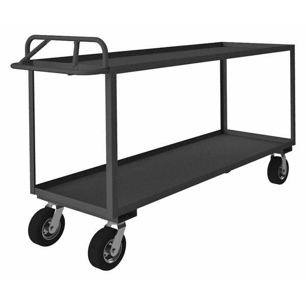Steel Utility Cart with Lipped Metal Shelves, Ergonomic, 2 Shelves, 1,200 lb