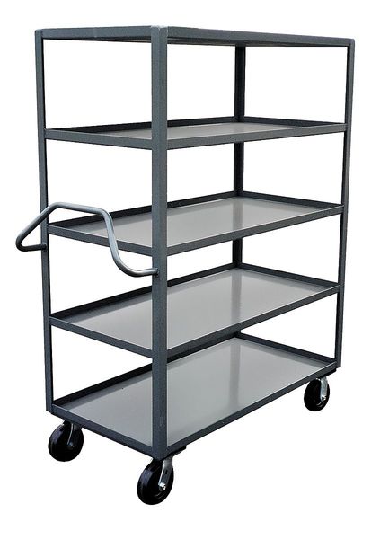 Steel Utility Cart with Lipped Metal Shelves, Ergonomic, 5 Shelves, 3,000 lb