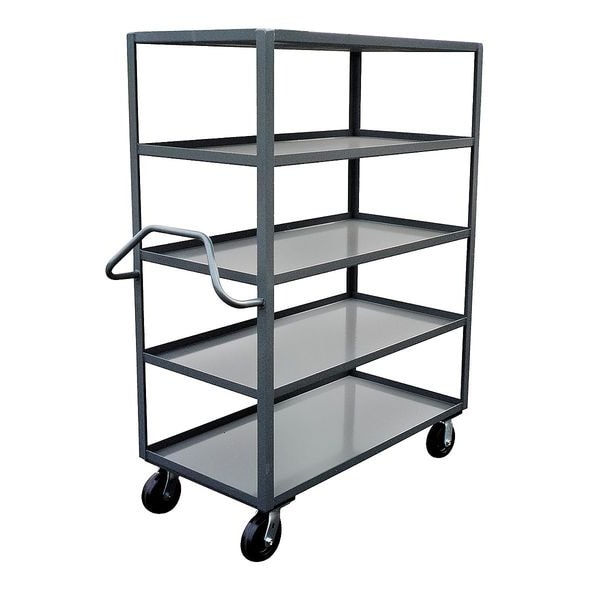 Steel Utility Cart with Lipped Metal Shelves, Ergonomic, 5 Shelves, 3,000 lb
