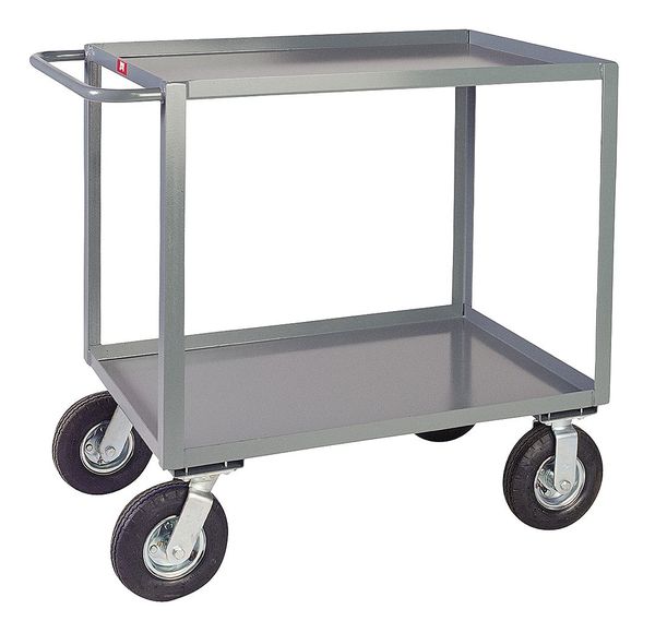 Steel Utility Cart with Lipped Metal Shelves, Flat, 2 Shelves, 1,200 lb