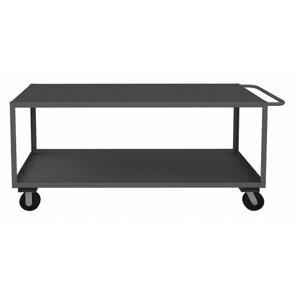Steel Utility Cart with Lipped & Flush Metal Shelves, Flat, 2 Shelves, 3,000 lb