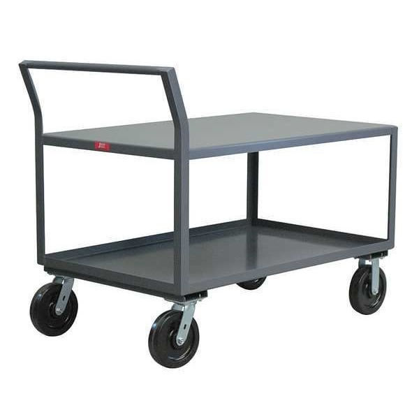 Steel Low-Profile Utility Cart with Lipped & Flush Metal Shelves, Raised, 2 Shelves, 4,800 lb