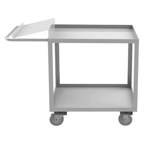 Stainless Steel Corrosion-Resistant Order-Picking Utility Cart with Lipped Metal Shelves, Flat