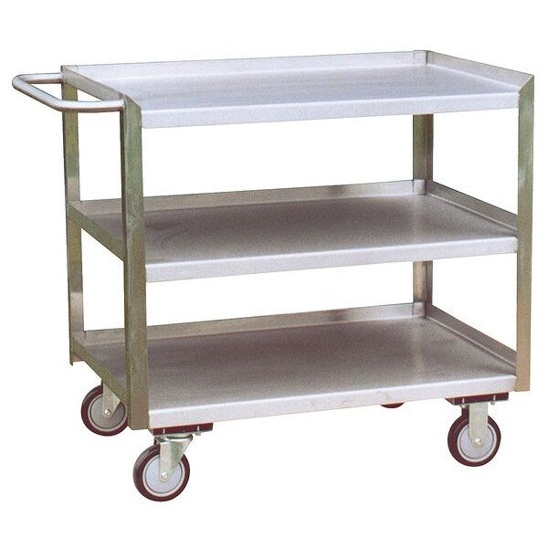 Stainless Steel Corrosion-Resistant Utility Cart with Single-Side Flush Metal Shelves, Flat