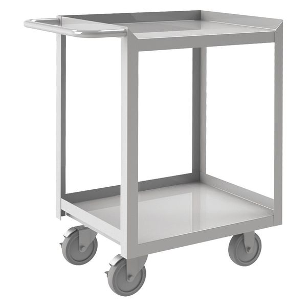 Stainless Steel Corrosion-Resistant Utility Cart with Single-Side Flush Metal Shelves, Flat