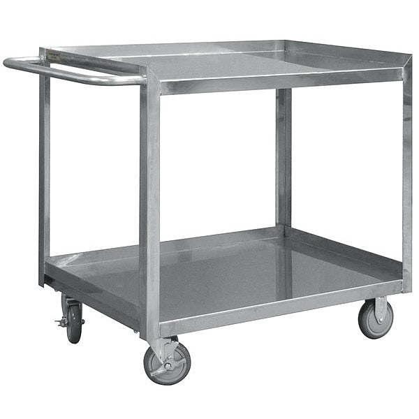 Stainless Steel Corrosion-Resistant Utility Cart with Single-Side Flush Metal Shelves, Flat