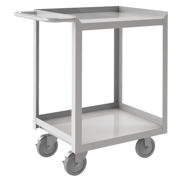 Stainless Steel Corrosion-Resistant Utility Cart with Single-Side Flush Metal Shelves, Flat