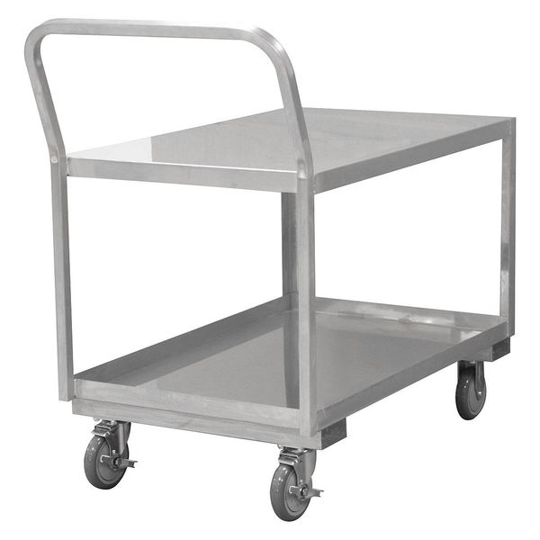 Stainless Steel Utility Cart, Raised, 2 Shelves, 1,200 lb