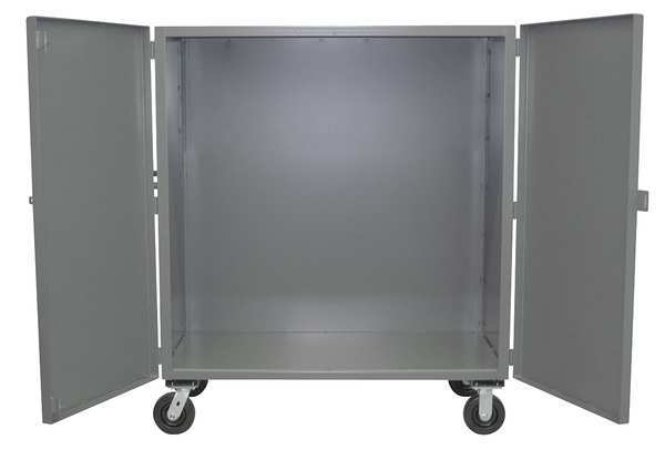 Solid-Sided Metal Security Cart with Fixed Shelves 2,000 lb Capacity, 28 in W x 66 in L x 57 in H
