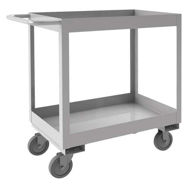 Stainless Steel Corrosion-Resistant Utility Cart with Deep Lipped Metal Shelves, Flat, 2 Shelves
