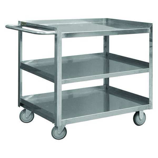 Stainless Steel Corrosion-Resistant Utility Cart with Single-Side Flush Metal Shelves, Flat, 600 lb