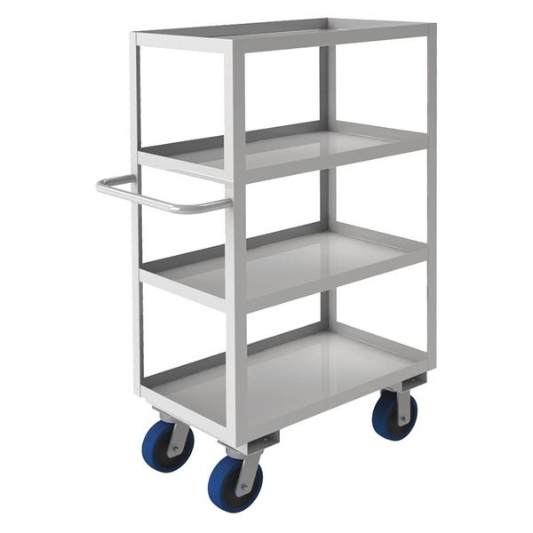 Stainless Steel Corrosion-Resistant Utility Cart with Lipped Metal Shelves, Flat, 4 Shelves