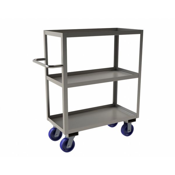 Stainless Steel Corrosion-Resistant Utility Cart with Lipped Metal Shelves, Flat, 3 Shelves