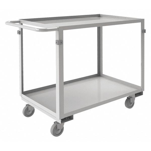 Stainless Steel Corrosion-Resistant Utility Cart with Lipped Metal Shelves, Flat, 2 Shelves, 600 lb