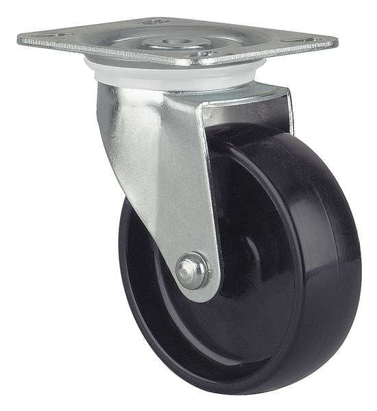 Plate Caster, Swivel, Nylon, 4 in., 330 lb, A