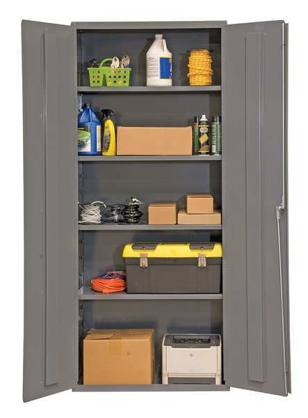 16 ga. ga. Steel Storage Cabinet, 36 in W, 84 in H, Stationary