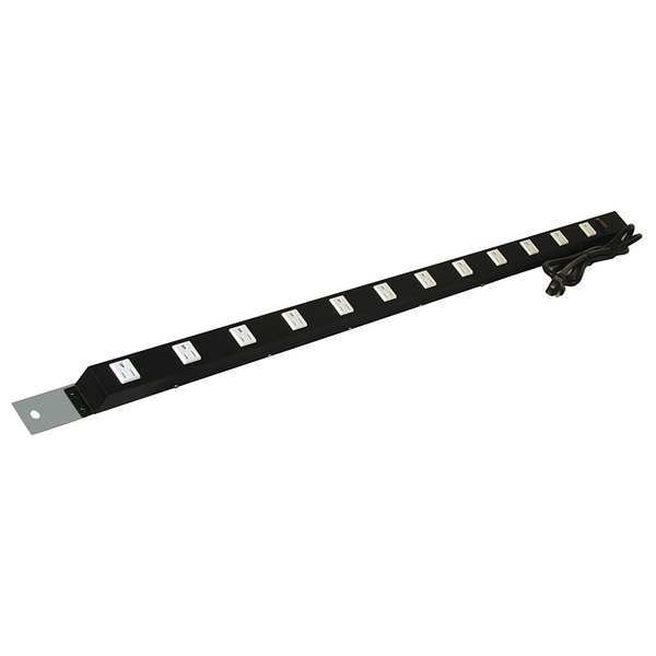 Power Strip, 60W x 1-1/2D x 1-1/2H, Gray