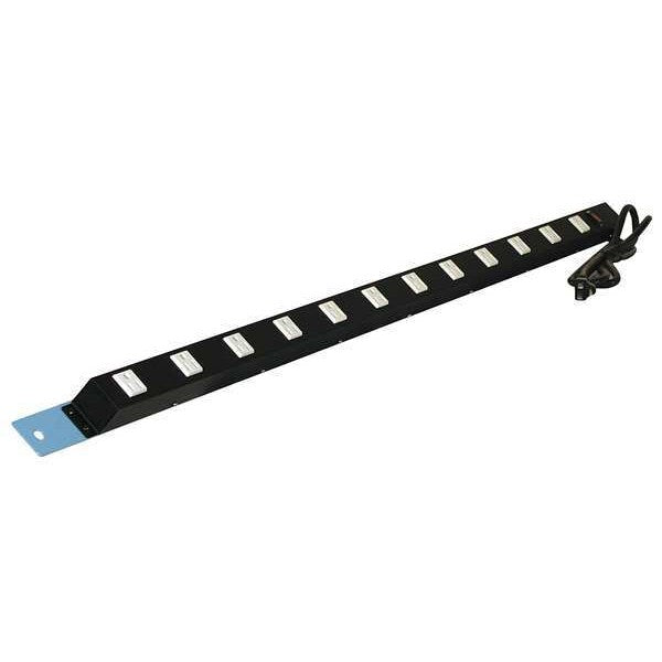 Power Strip, 72W x 1-1/2D x 1-1/2H, Blue