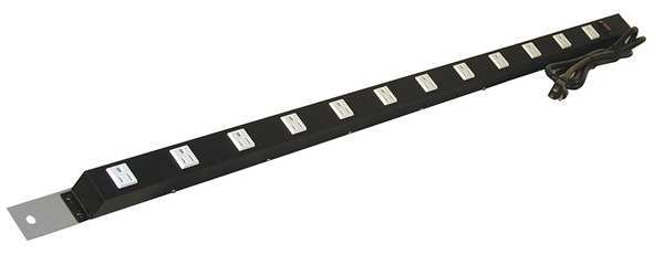 Power Strip, 72W x 1-1/2D x 1-1/2H, Gray