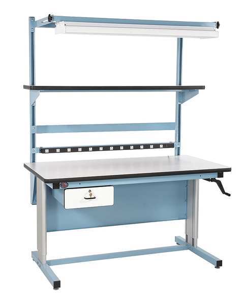 Hand Crank Ergonomic Work Benches, ESD Laminate, 60