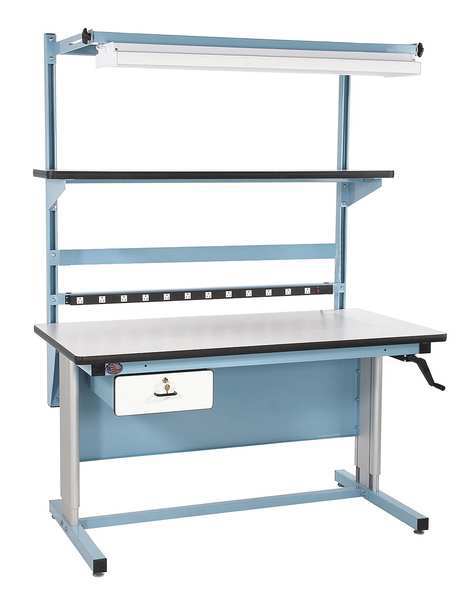 Hand Crank Ergonomic Work Benches, ESD Laminate, 72
