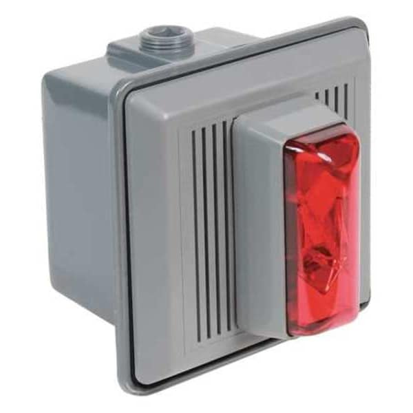 Horn Strobe, Red, 5-1/2 In. H, 24VAC/DC