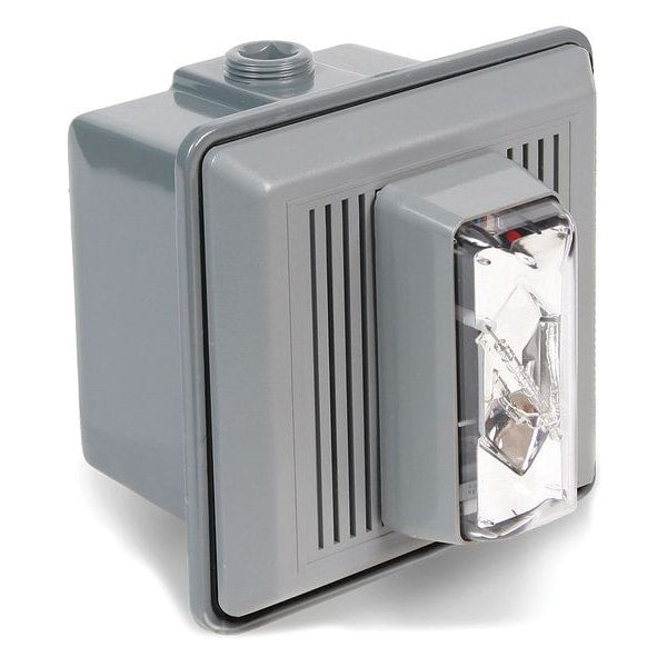 Horn Strobe, Clear, 5-1/2 In. H, 120VAC