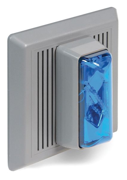 Horn Strobe, Blue, 24VAC/DC, Indoor Flush