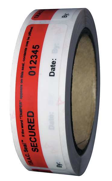 Tamper-Evident Tape, 1In x 4In, PK250