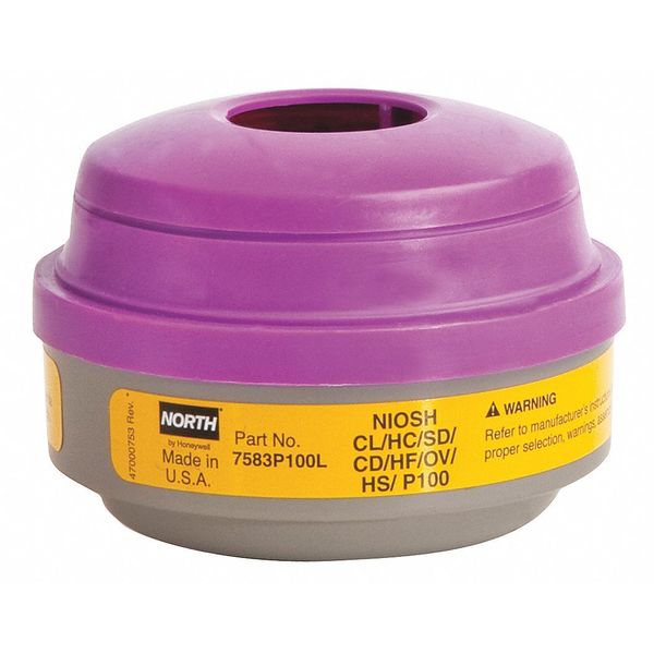 Combination Cartridge/Filter, Threaded, OV, AG, P100, Magenta/Yellow, 2 Pack