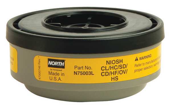 Cartridge, Threaded, OV, CL, HC, SD, HF, HS, CD, Yellow, 1 PR, NIOSH