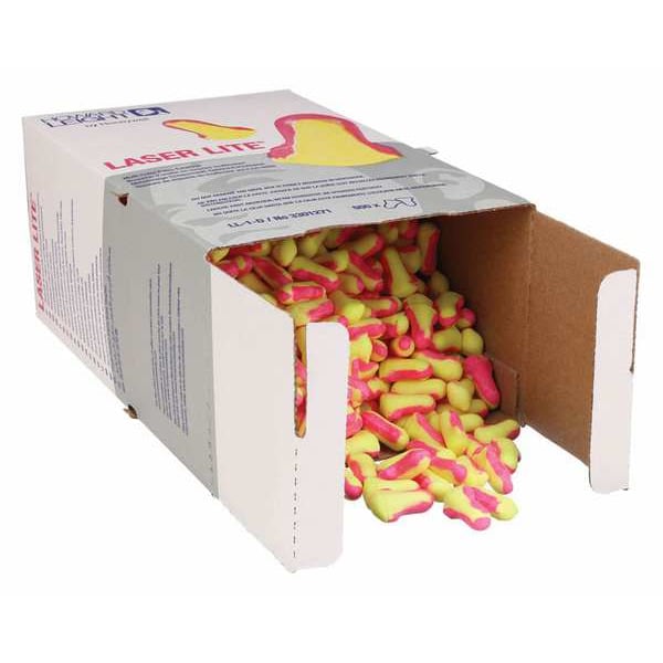Laser Lite Disposable Foam Uncorded Earplugs, Contoured-T Shape, 32 dB, Magenta/Yellow, 5 Pairs