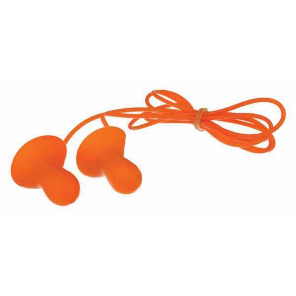 Reusable Corded Ear Plugs, Bell Shape, 26 dB, 5 Pairs, Orange