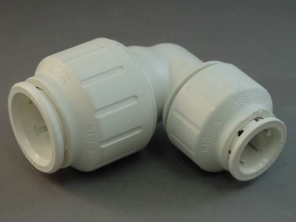 90 Reducing Elbow, 3/4 x 1/2 In, PEX, Whte