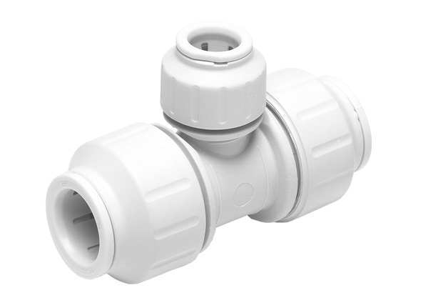 Reducing Tee, 3/4x3/4 x1/2 In CTS, PEX, Wht