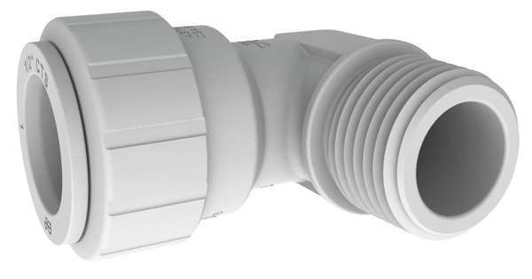 Polysulfone 90 Degree Male Fixed Elbow, 1/2 in Tube Size