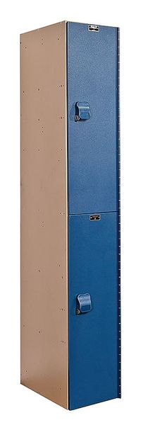 Wardrobe Locker, 12 in W, 18 in D, 72 in H, (1) Wide, (2) Openings, Blue/Taupe