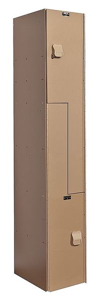 Wardrobe Z Locker, 12 in W, 18 in D, 72 in H, (1) Wide, (2) Openings, Taupe