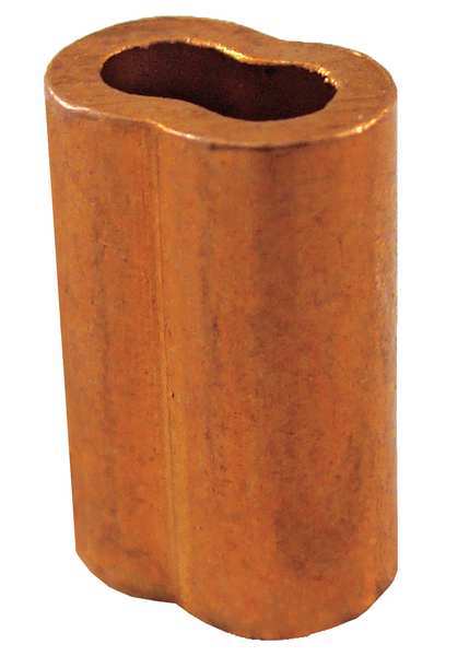 Wire Rope Oval Sleeve, 3/16 In, 122 Copper