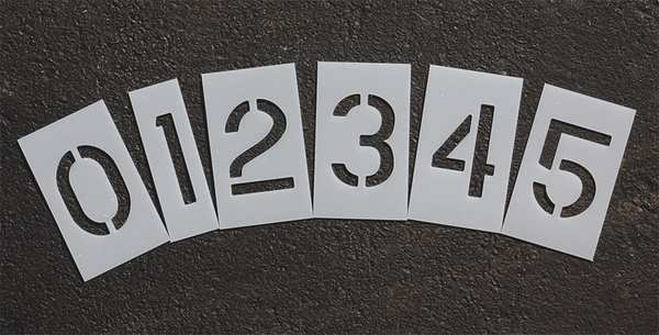 Pavement Stencil, 10 in, Number Kit, 1/16