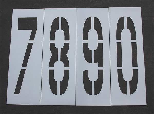 Pavement Stencil, 48 in, Number Kit, 1/8