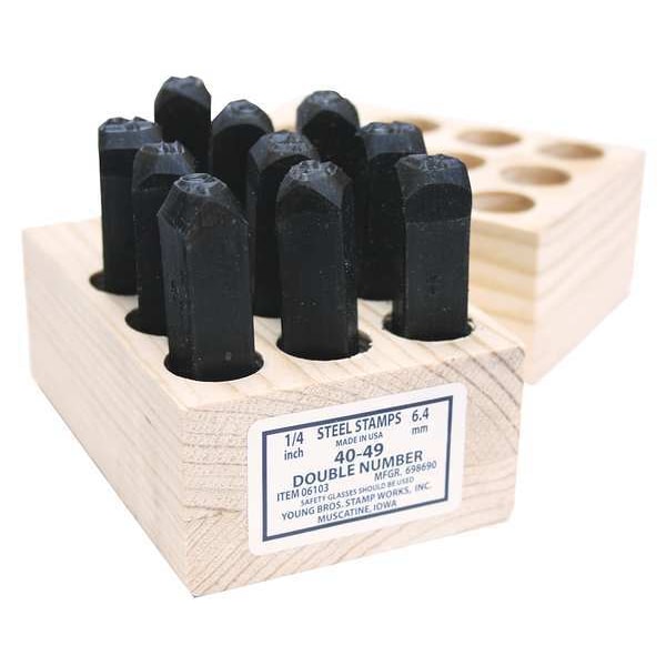 Number Set, 3/16 In. H, Steel, 40 to 49